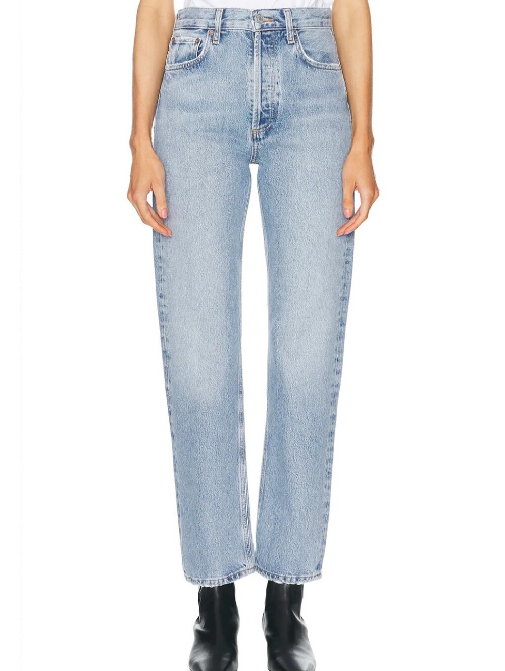 Agolde 90s Pinch Waist High Rise Straight Leg Jeans Size 26 Light Wash Preppy